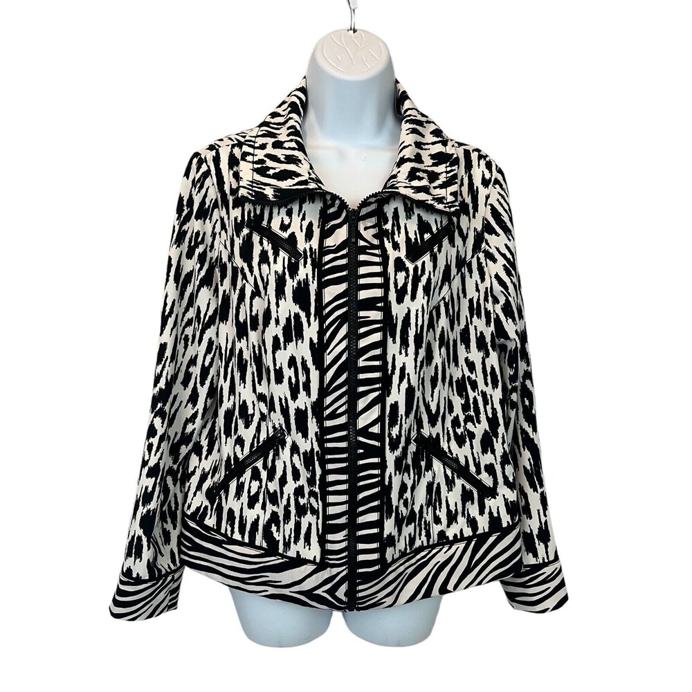 Chico's Zenergy Zebra Print Lightweight Activewear Track Jacket Size M (1)